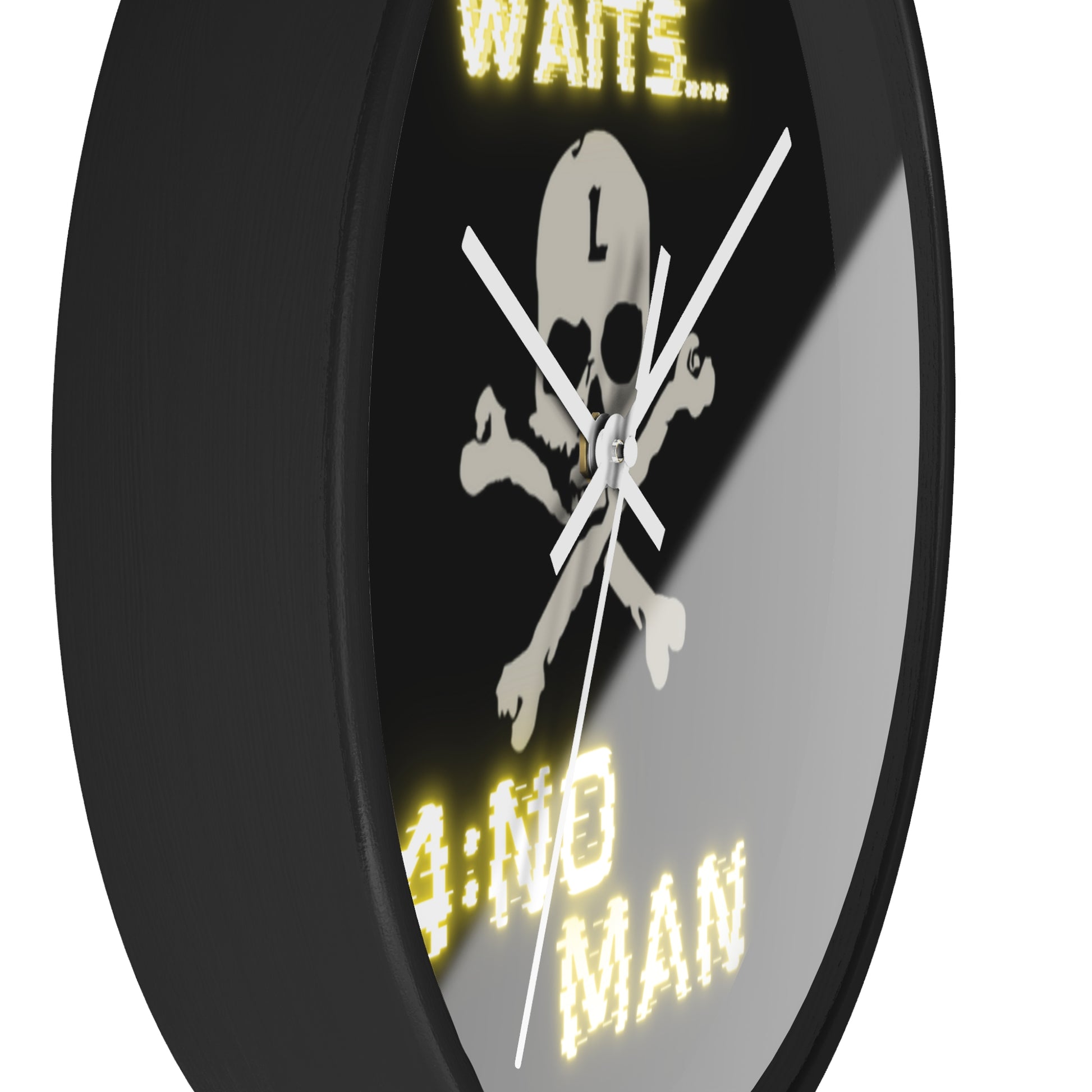  LoZer Wall Clock features "Time Waits 4 No Man" wrapped around the OG Logo. Encased in a Black Wooden frame 