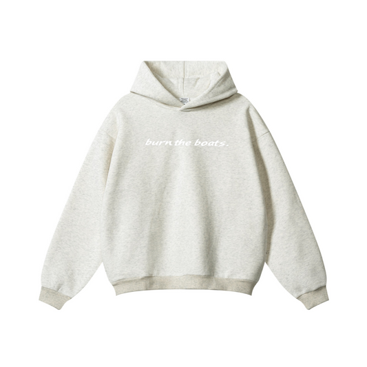 345GSM Unisex Fleece-Lined Zip-Up Pocket Hoodie Oatmeal Grey